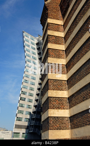 Modern Schild Shield Annex Behind Red Brick Facade of Gasometer in Simmering Vienna Austria Stock Photo