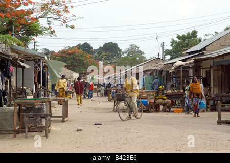 Market street in Kilwa, Tanzania Stock Photo