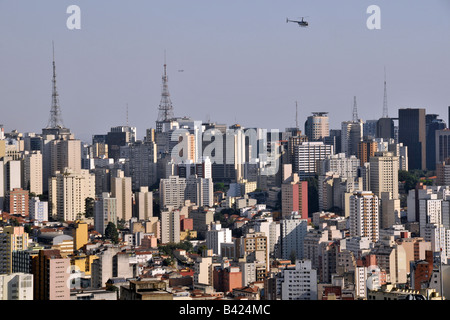 Sao Paulo and helicopter view from the rooftop of Italia Building Brazil Stock Photo