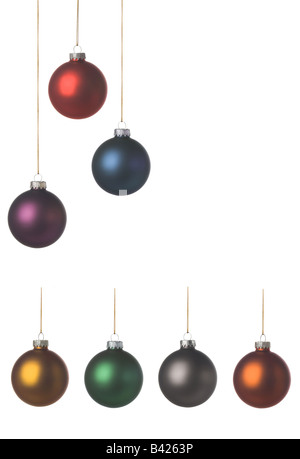 xmas balls with a nice soft texture easy to create your own design Isolated on a white background Stock Photo