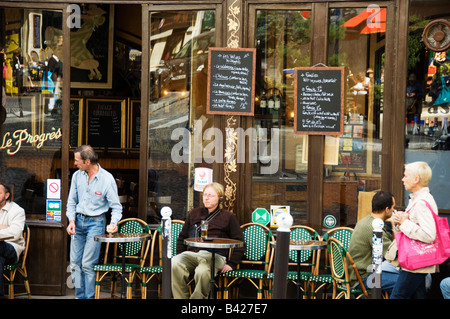 Le Progres cafe bistro Montmartre Paris Stock Photo