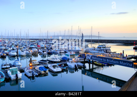 Daybreak at the marina of the small fishing town of Brixham on the South Devon coast Stock Photo