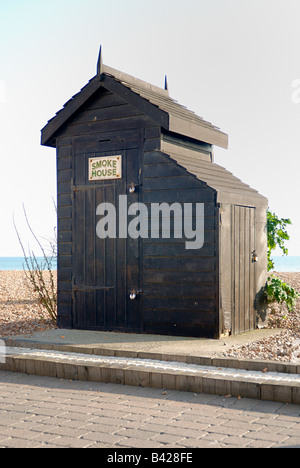 Fish smoke house on Brighton beach Stock Photo