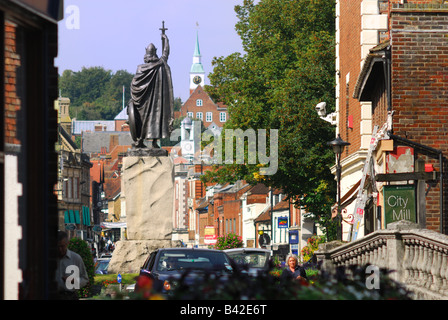 Winchester with statue of King Alfred the Great, Hampshire England UK Stock Photo