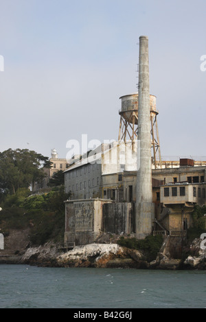 Alcatraz Island, the former maximum security penitentiary nicknamed 'The Rock', as seen approaching from San Francisco Bay. Stock Photo