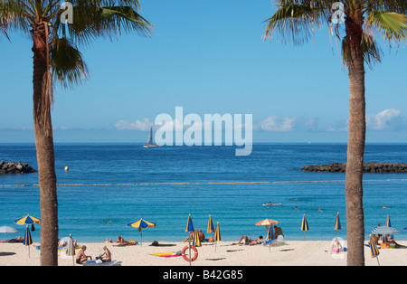 Playa de Los Amadores on Gran Canaria in The Canary Islands Stock Photo