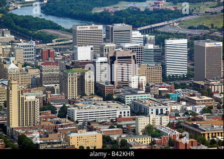 aerial view above high rise buildings central business district downtown Richmond Virginia Stock Photo