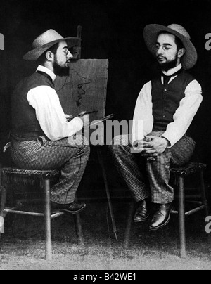Toulouse-Lautrec, Henri de, 24.11.1864 - 9.9.1901, French artist, as his own model, photomontage by Gilbert,