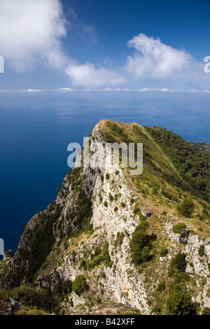 Elevated view of Capri, an Italian island off the Sorrentine Peninsula on the south side of Gulf of Naples, in the region of Stock Photo