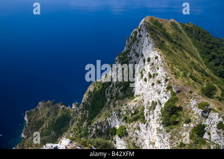 Elevated view of Capri, an Italian island off the Sorrentine Peninsula on the south side of Gulf of Naples, in the region of Stock Photo