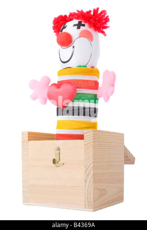 Jack-in-the-box toy isolated on a white background Stock Photo