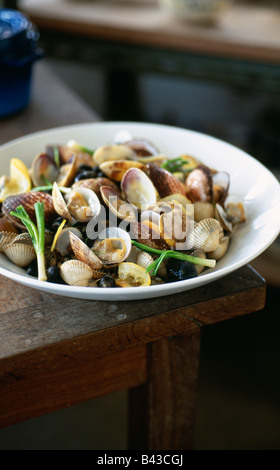 Plate of cockles and carpet-shell-clams Stock Photo