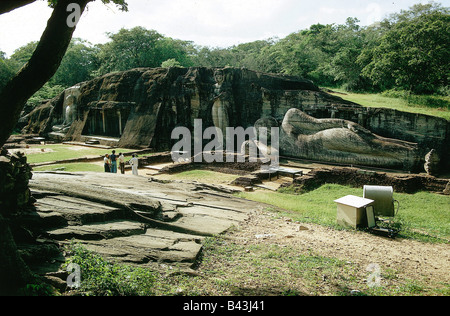 geography / travel, Sri Lanka, Polonnaruwa, Gal Vihara, Parinirvana, sleeping buddha, residency,  ruin, excavation, archeology, former city, 9th century, UNESCO World Cultural Heritage Site / Sites, Stock Photo