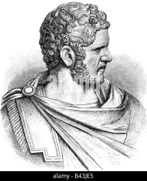 Caracalla, Marcus Aurelius Antoninus, 4.4.186 - 8.4.217, Roman Emperor 4.2.211 - 8.4.217, portrait, wood engraving, 19th century, after bust,    , Stock Photo