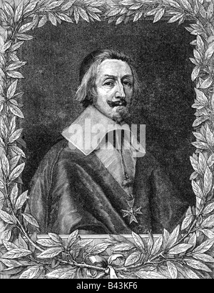 Richelieu, Armand Jean du Plessis, cardinal and duke of, 9.9.1585 - 4.12.1642, French clergyman, portrait, engraving after painting by Philippe de Champaigne (1602 - 1674), Artist's Copyright has not to be cleared Stock Photo