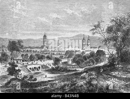 geography / travel, Germany, Göttingen, city views / cityscapes, engraving, middle of 19th century, Stock Photo