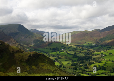 Newlands Valley as seen from near the summit of Cat Bells, near Keswick, Lake District National Park, Cumbria Stock Photo