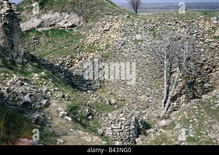 geography / travel, Turkey, Troy (Hisarlik), excavations, wall, remains, probably from the period Troy I (3000 -2500 BC) or Troy II (2500 - 2300 BC), antiquity, Illion, neolithic, Stone Age, architecture, archaeology, ruin, archaeology, wall, UNESCO, World Heritage Site, , Stock Photo