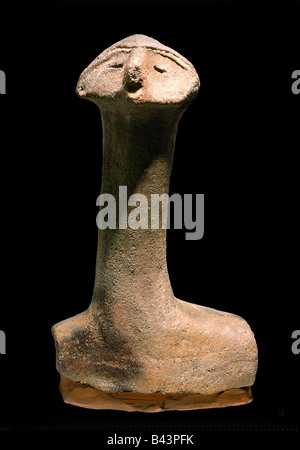aeon, fine arts, idol, clay, Lengyel culture, neolithic, circa 2800 - 2500 BC, 20 cm, found at Szonbathely, Western Hungaria, religion, historic, historical, stone age, Stock Photo
