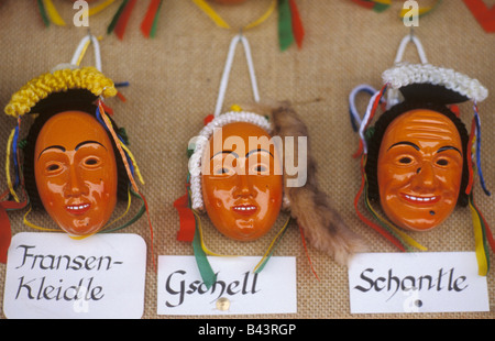 Traditional Masks at the Carnival in Rottweil Black Forest Baden Wurttemberg Germany Stock Photo