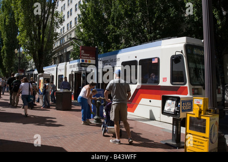 Portland MAX tram streetcar light rail system City of Portland Oregon USA Stock Photo