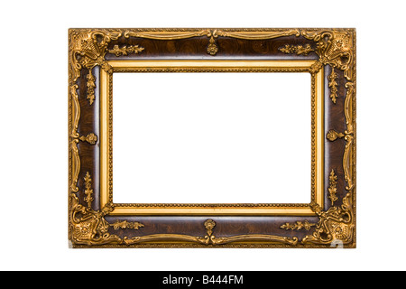Old and aged painting frame isolated on white background Stock Photo