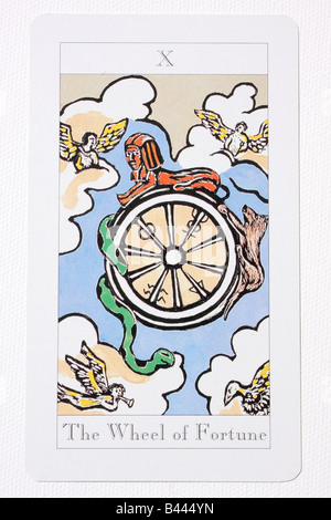 The Wheel of Fortune tarot card. Stock Photo