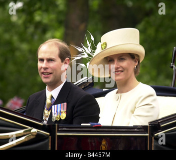 Queen Elizabeth Golden Jubilee June 2002 Prince Edward and wife Sophie Rhys Jones ride down the Mall Stock Photo