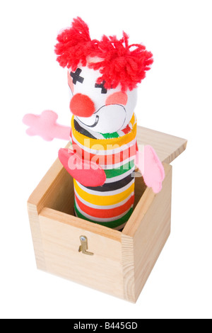 Jack-in-the-box toy isolated on a white background Stock Photo