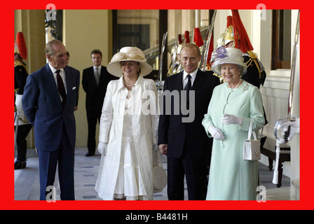 State visit by the Russian President Vladimir Putin and his wife Ludmilla seen here with the Queen and the Duke of Edinburgh Stock Photo