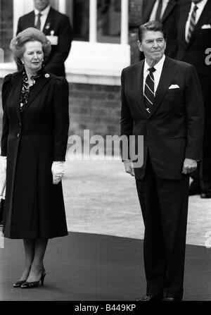 Ronald Reagan President United States of America and Margaret Thatcher 1984 Stock Photo