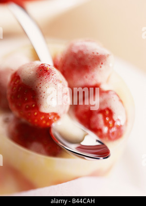 Strawberries wth vanilla sabayon Stock Photo