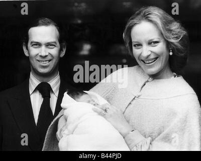 Princess Michael Of Kent presents baby son Frederick to Prince Michael of Kent in April 1979