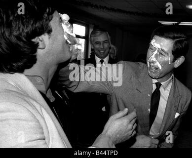 Prince Charles during a tour of the North West December 1983 The Prince of Wales was custard pied while visiting a community Stock Photo