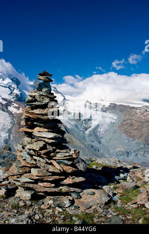 Cairn and Gornergrat Glacier Stock Photo