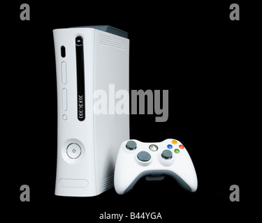 XBOX 360, video game controller by Microsoft on a black background. Stock Photo