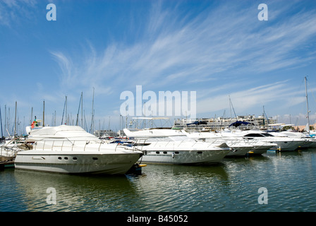 Boats moored in Vialmora harbour Portugal Stock Photo