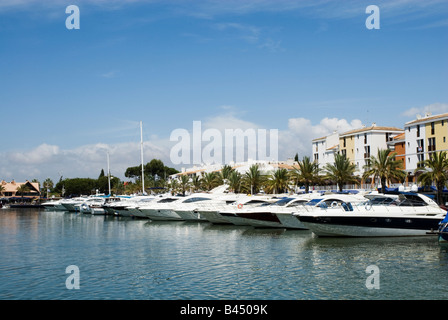 Boats moored in Vialmora harbour Portugal Stock Photo