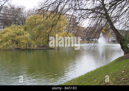 The picturesque Ixelles Ponds in the suburbs of the city of Brussels, Belgium photographed during the Autumn season Stock Photo