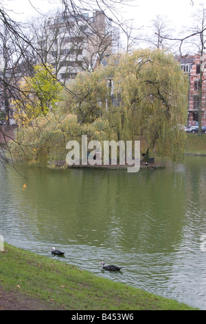 The picturesque Ixelles Ponds in the suburbs of the city of Brussels, Belgium photographed during the Autumn season Stock Photo