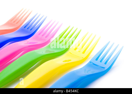 Colorful plastic forks Stock Photo