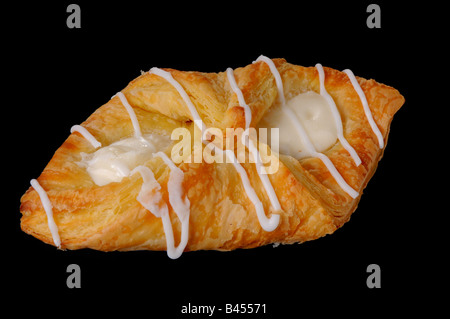 Cream cheese danish pastry isolate on black Stock Photo