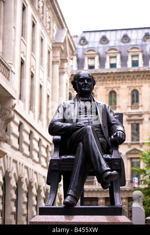 Statue of George Peabody by Royal Exchange, City of London, London United Kingdom Stock Photo