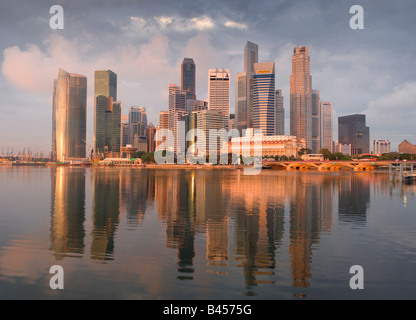 Asia Singapore Singapore Skyline Financial district at sunrise Stock Photo