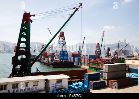 China, Hong Kong, Container port Stock Photo