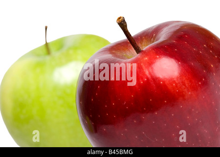 Red and green apples on a white background Stock Photo