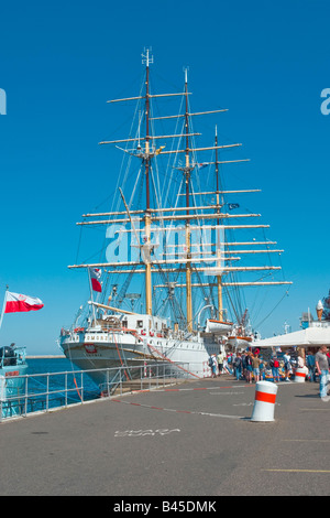 Dar Pomorza ( which means The Gift of Pomerania), formerly a training ship of the Polish Naval Accademy, now a museum in Gdynia. Stock Photo