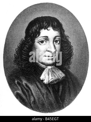Spinoza, Benedictus (Baruch) de, 24.11.1632 - 21.2.1677, Dutch philosopher, portrait, steel engraving, after contemporaneous portrayal, 19th century, Artist's Copyright has not to be cleared Stock Photo