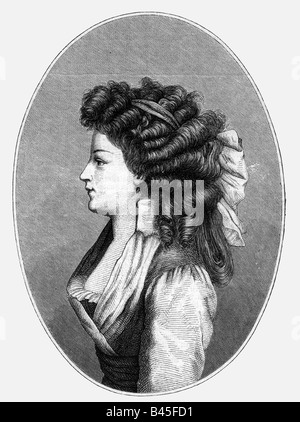 Frederica, 7.3.1778 - 29.6.1841, Queen Consort of Hanover 20.6.1837 - 29.6.1841, portrait, copper engraving, 1794, , Artist's Copyright has not to be cleared Stock Photo