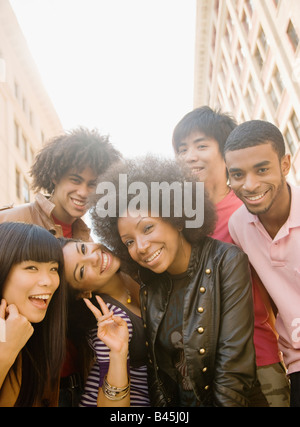 Multi-ethnic friends smiling Stock Photo